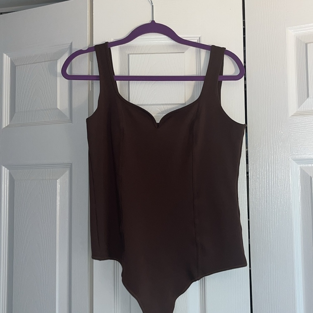 Abercrombie & Fitch | Ponte Corset Sweetheart Bodysuit | Brown - Picture 3 of 6